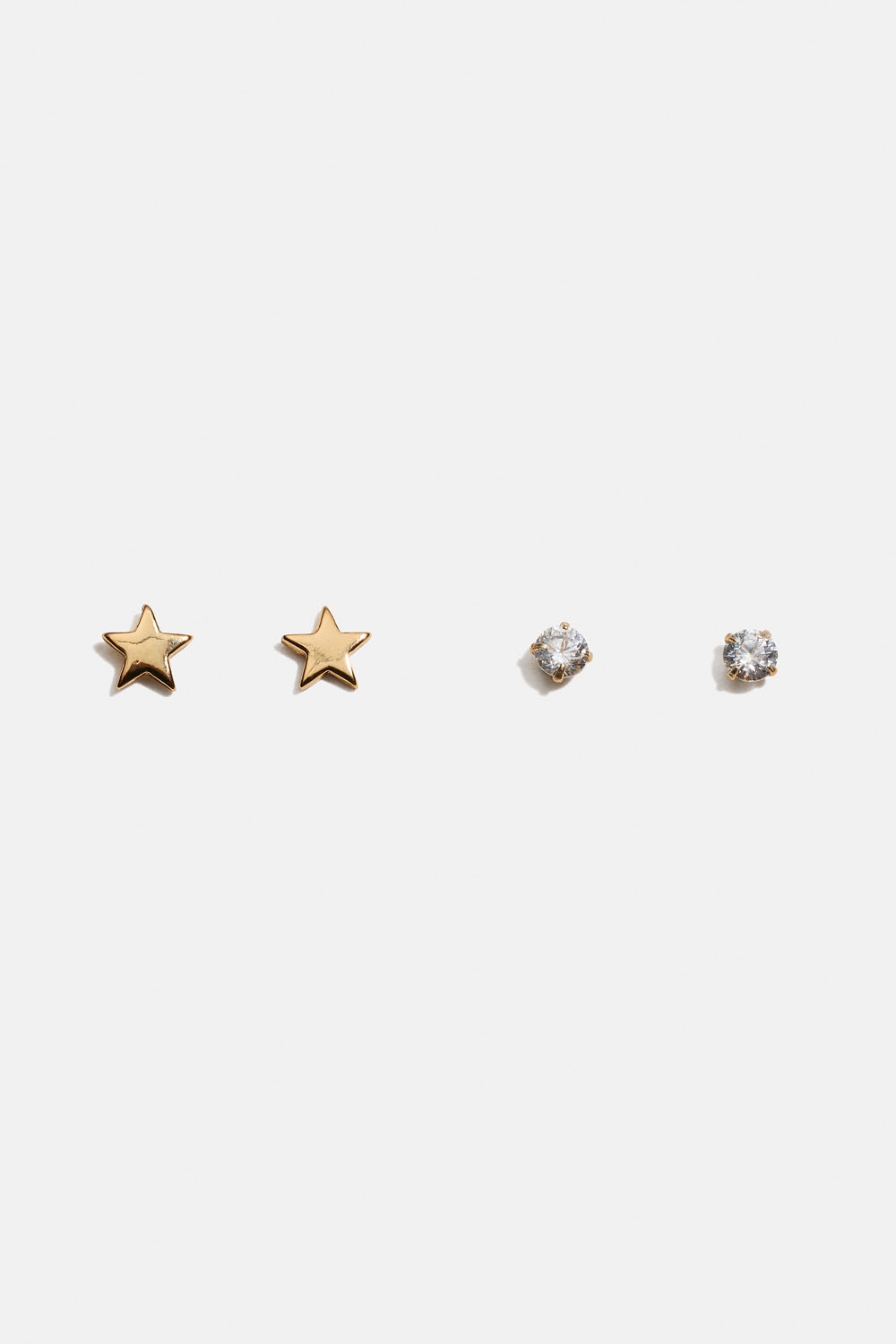 Ørestikker i 18k guldbelagt ægte sølv med stjerner og kubisk zirkonia, 2-pak i gruppen 18 kt. forgyldt sølv / Øreringe i 18 kt. guld hos Glitter (553004662002)