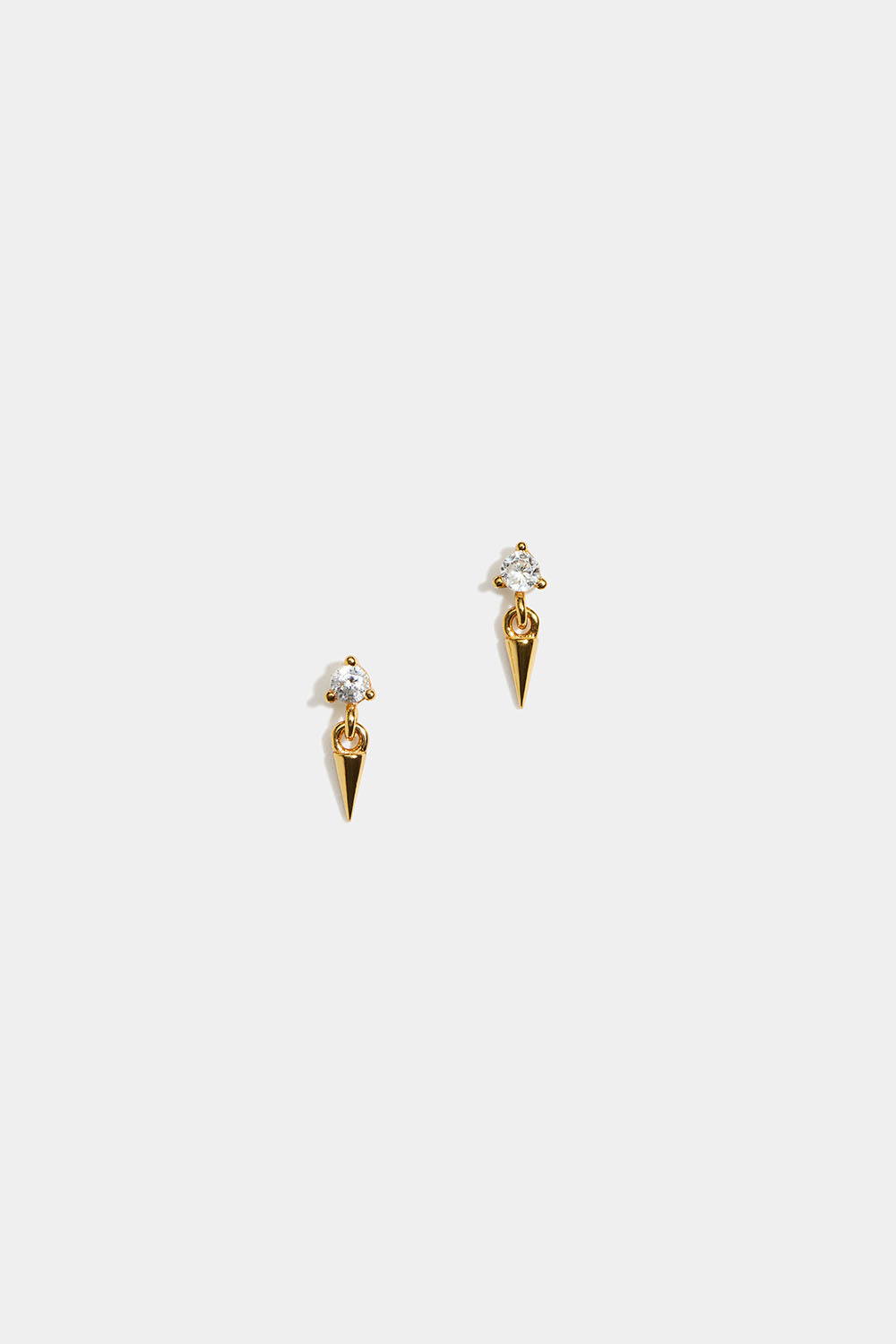 Små 18 karat forgyldte øreringe i ægte sølv med Cubic Zirconia og nittevedhæng i gruppen Guldbelagt ægte sølv / Guldbelagte øreringe hos Glitter (553006142000)