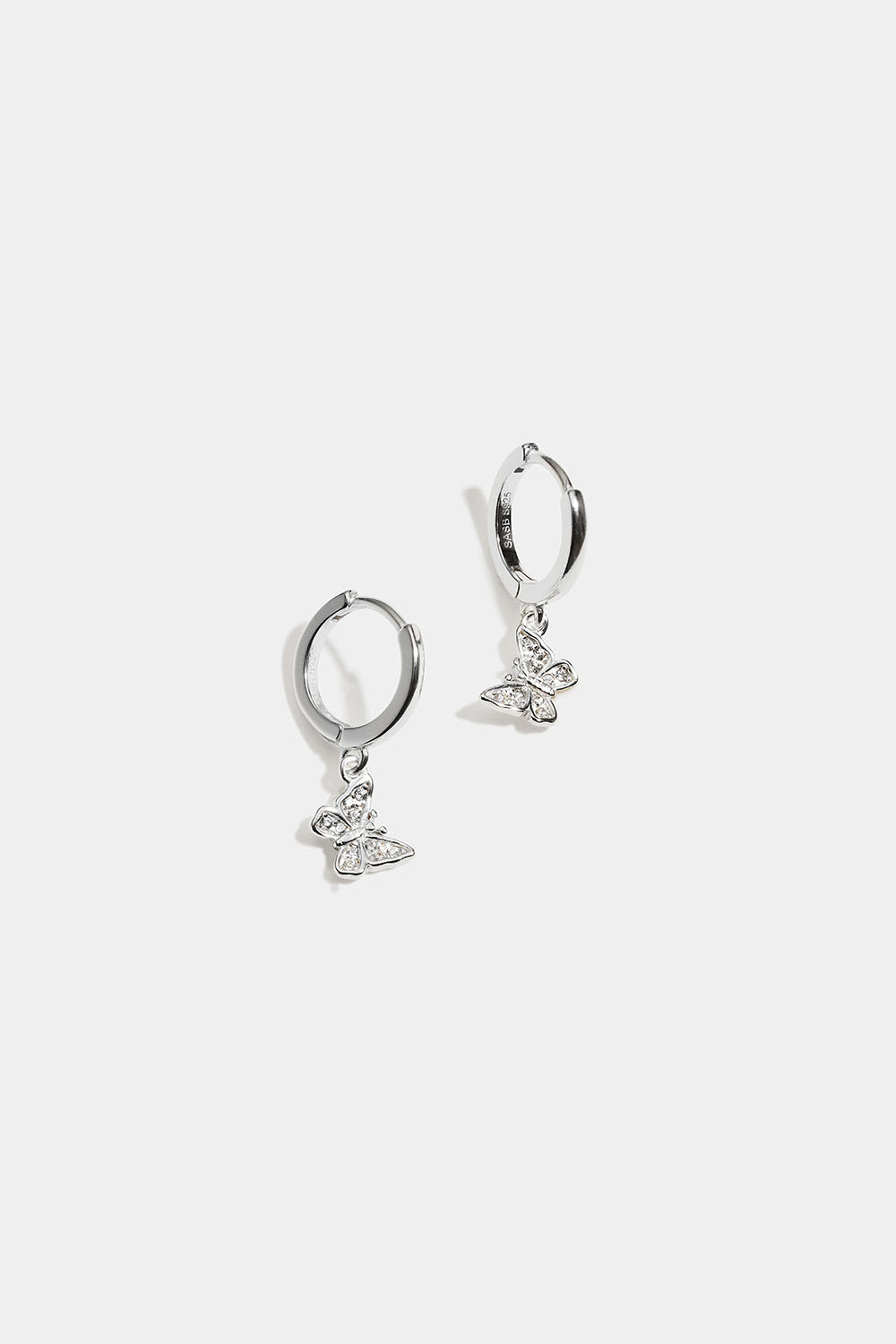 Creoler i ægte sølv med sommerfugle og Cubic Zirconia i gruppen Smykker / Øreringe / Hoops / Hoops med vedhæng hos Glitter (553006231000)