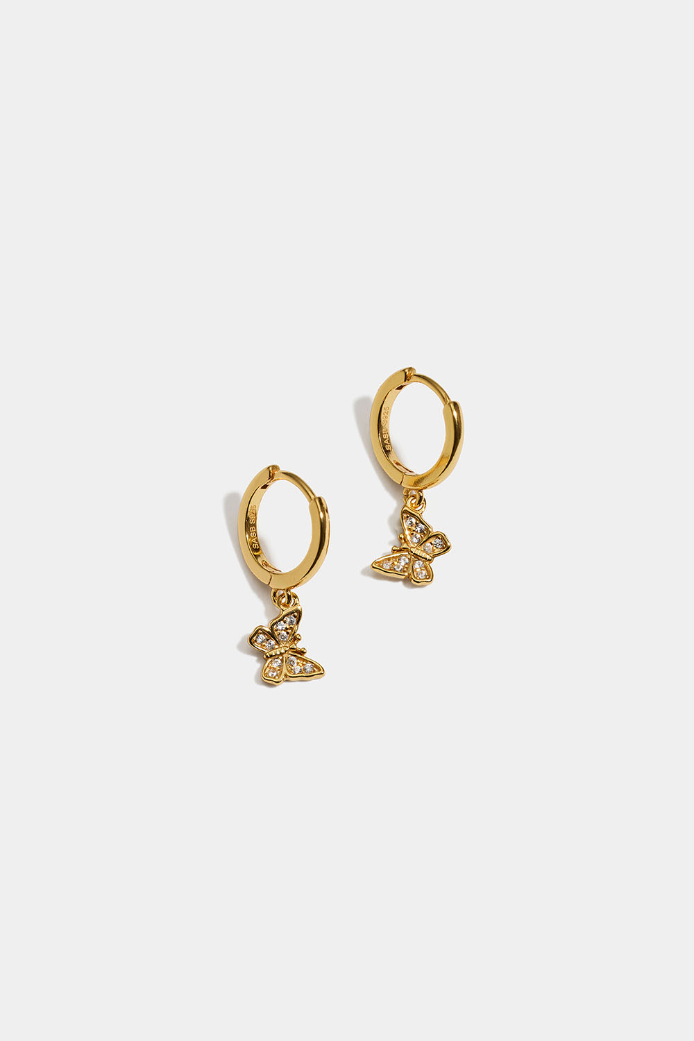 Creoler i 18k forgyldt ægte sølv med sommerfugle og Cubic Zirconia i gruppen Guldbelagt ægte sølv / Guldbelagte øreringe hos Glitter (553006232000)