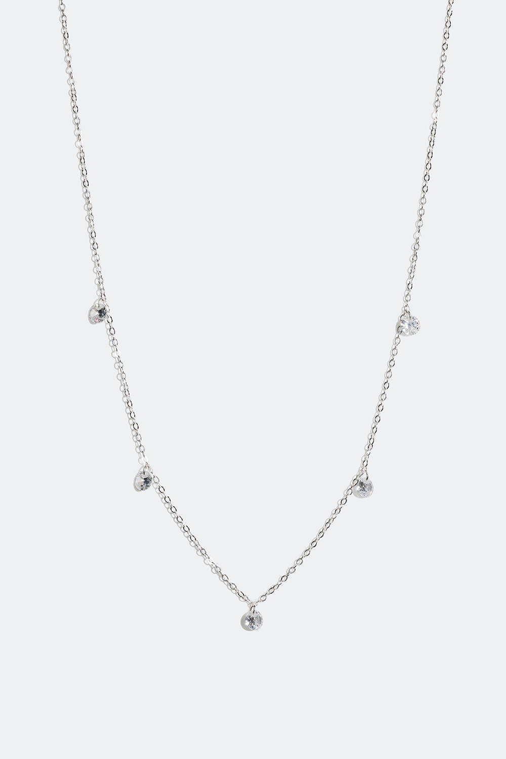 Sølvhalskæde med dekorative sten i kubisk zirkonia i gruppen Ægte sølv / Sølvhalskæder / Halskæder i ægte sølv med vedhæng hos Glitter (55400009)