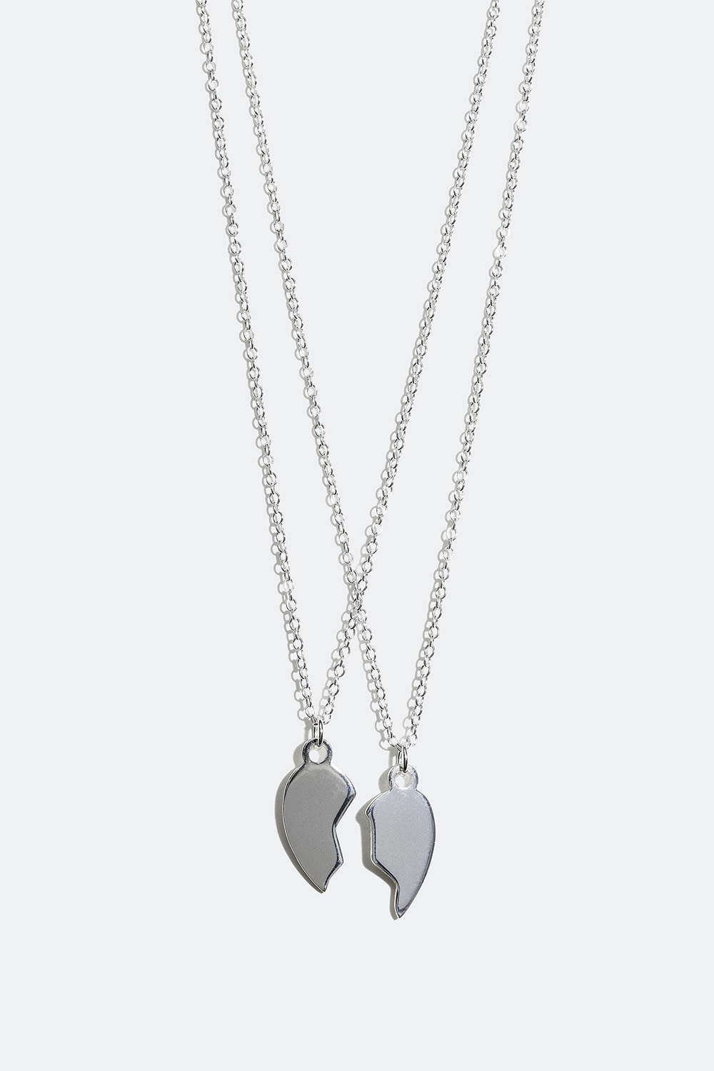 Venskabshalskæde i ægte sølv med knust hjerte, 2-pak i gruppen Ægte sølv / Sølvhalskæder / Halskæder i ægte sølv med vedhæng hos Glitter (554000601001)
