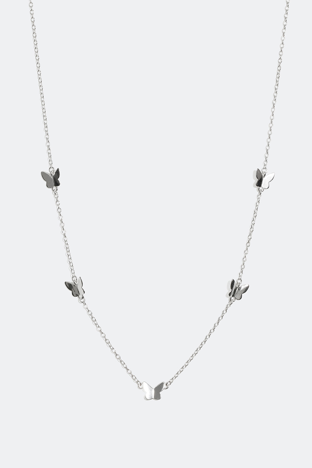 Kæde-halskæde i ægte sølv med sommerfugle i gruppen Ægte sølv / Sølvhalskæder / Halskæder i ægte sølv med vedhæng hos Glitter (554000631001)