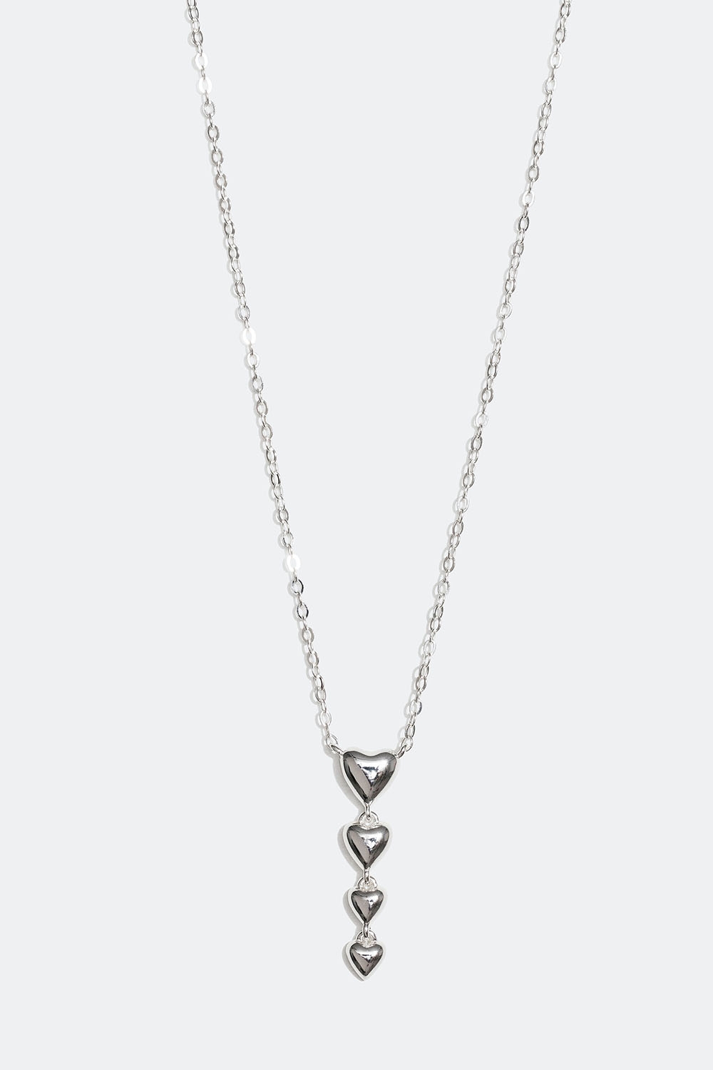 Halskæde i ægte sølv med hængende hjerter i gruppen Ægte sølv / Sølvhalskæder / Halskæder i ægte sølv med vedhæng hos Glitter (554000771001)