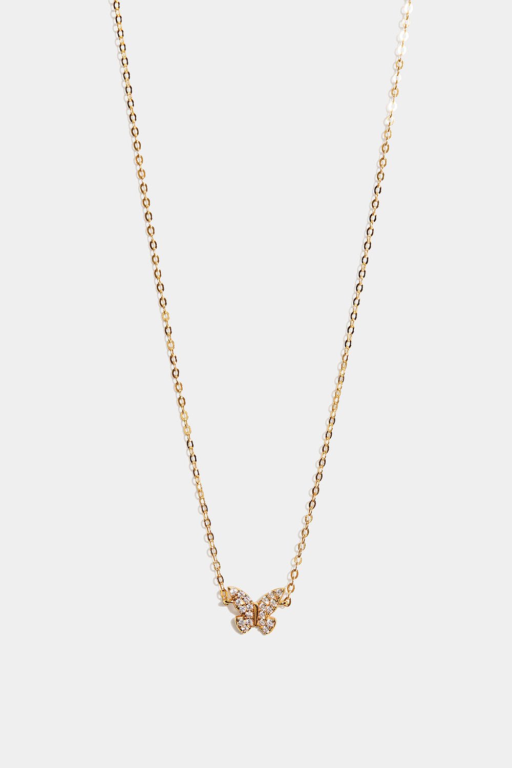 Halskæde i 18k forgyldt ægte sølv med sommerfugl og kubisk zirkonia i gruppen Guldbelagt ægte sølv / Guldbelagte halskæder hos Glitter (554001412002)