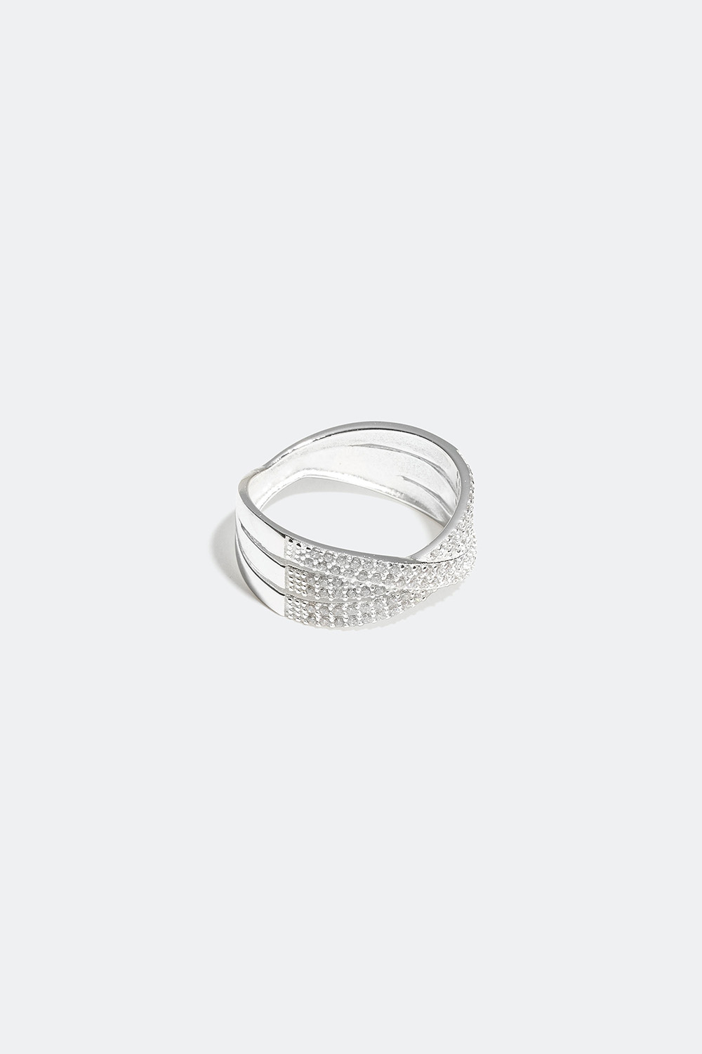 Krydset ring i ægte sølv med kubisk zirkonia i gruppen Ægte sølv / Sølvringe / Sølv hos Glitter (55600002)
