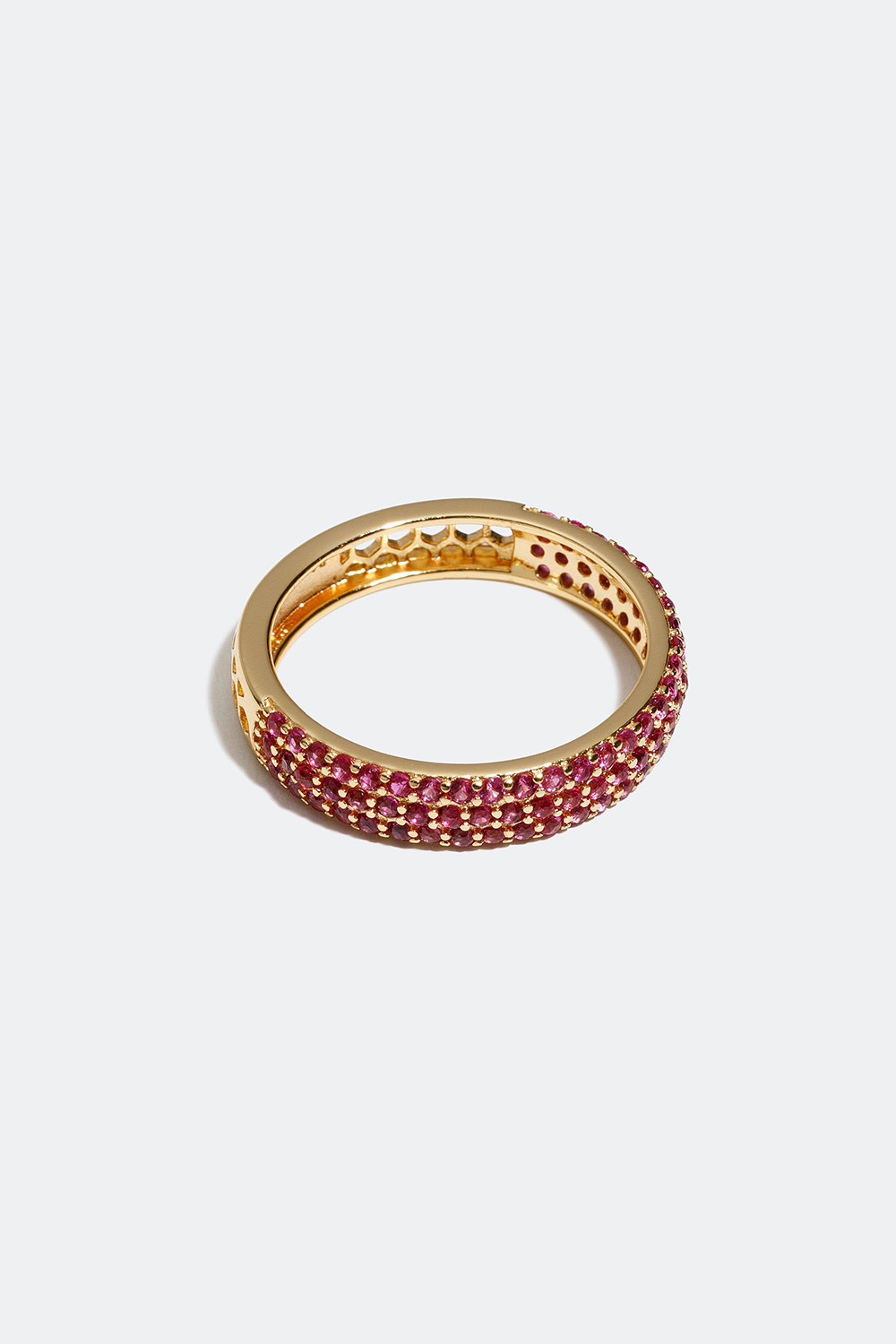Bred ring med rosa Cubic Zirconia forgyldt med 18 karat guld i gruppen 18 kt. forgyldt sølv / Ringe i 18 kt. guld hos Glitter (556000585)