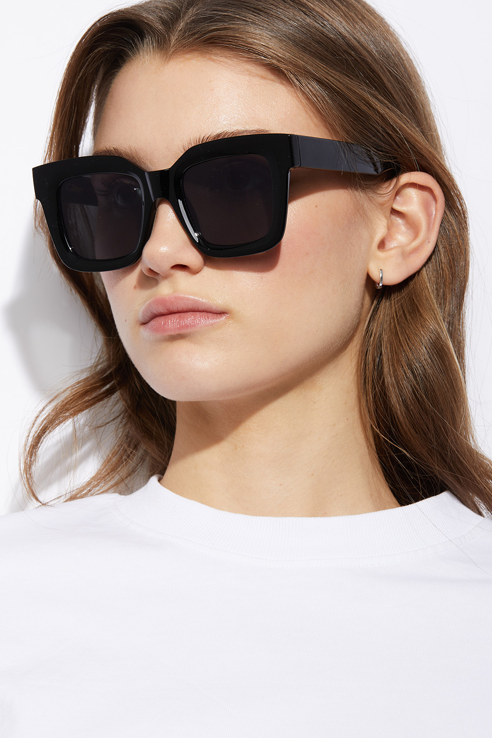 Køb Store sorte solbriller med firkantet design Glitter.dk