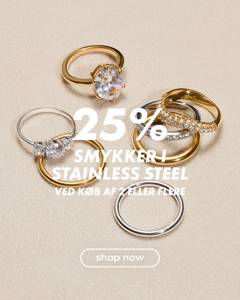 25% smykker i stainless steel