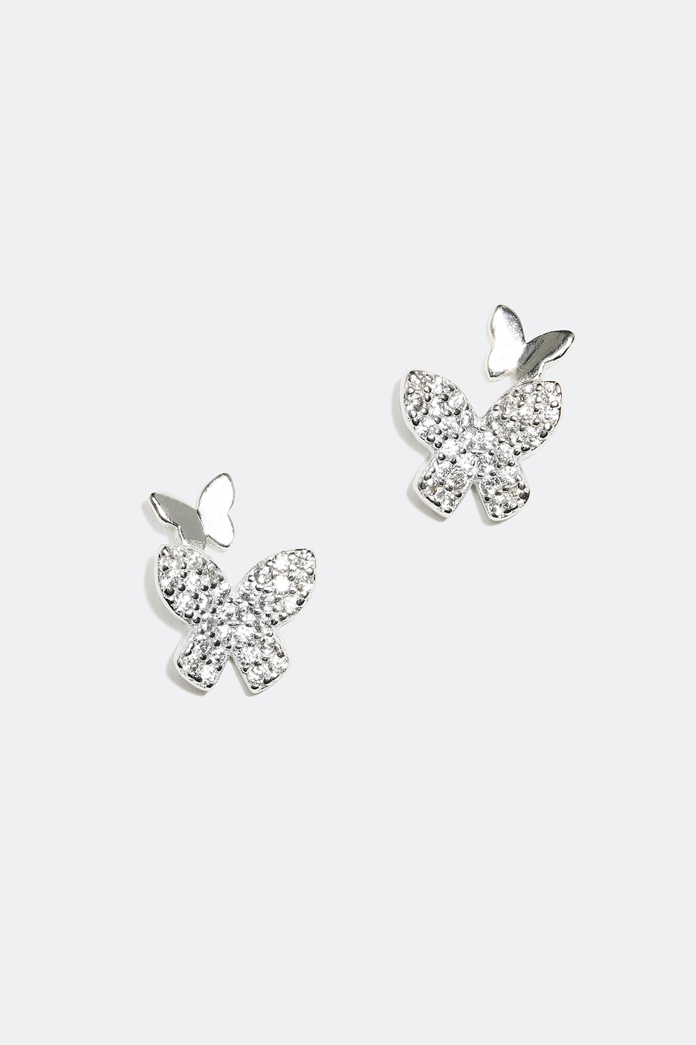 Øreringe med sommerfugle og kubisk zirkonia, ægte sølv