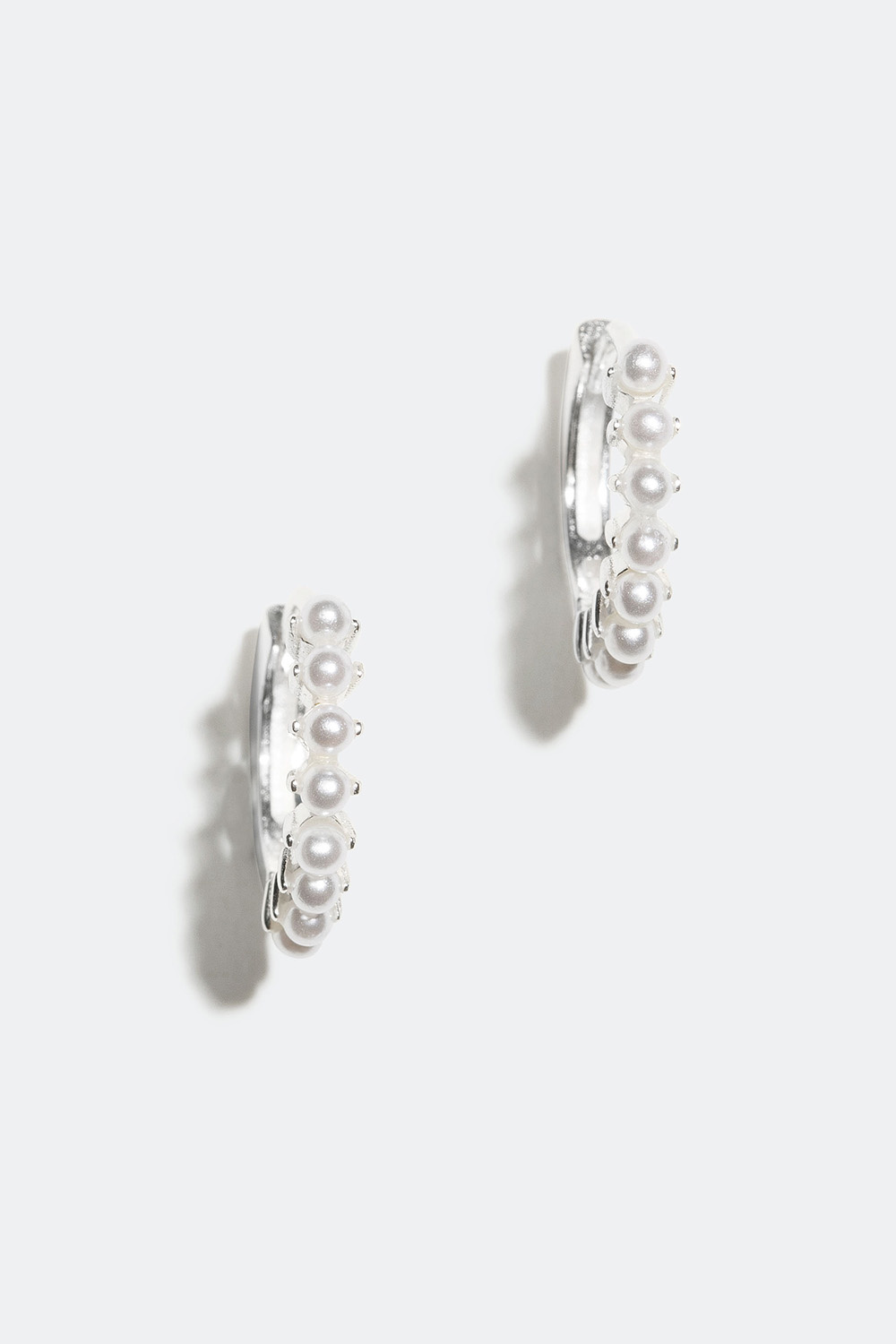 Mini-hoops i ægte sølv med perler
