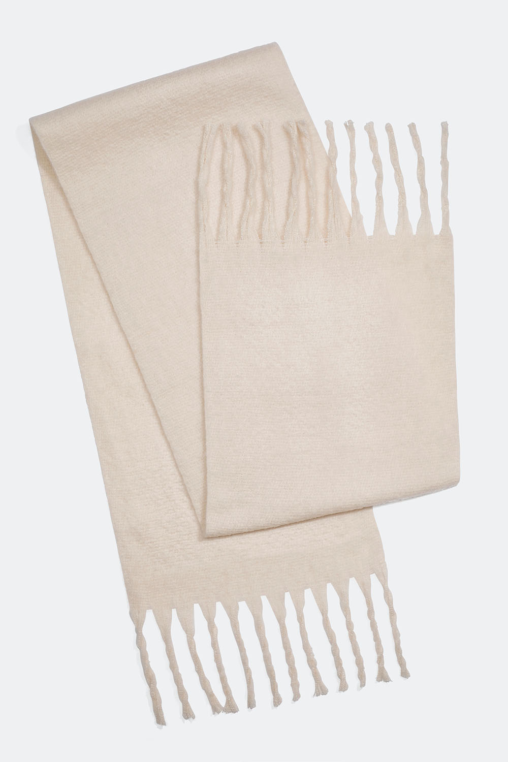 Stort børstet tørklæde i hvid