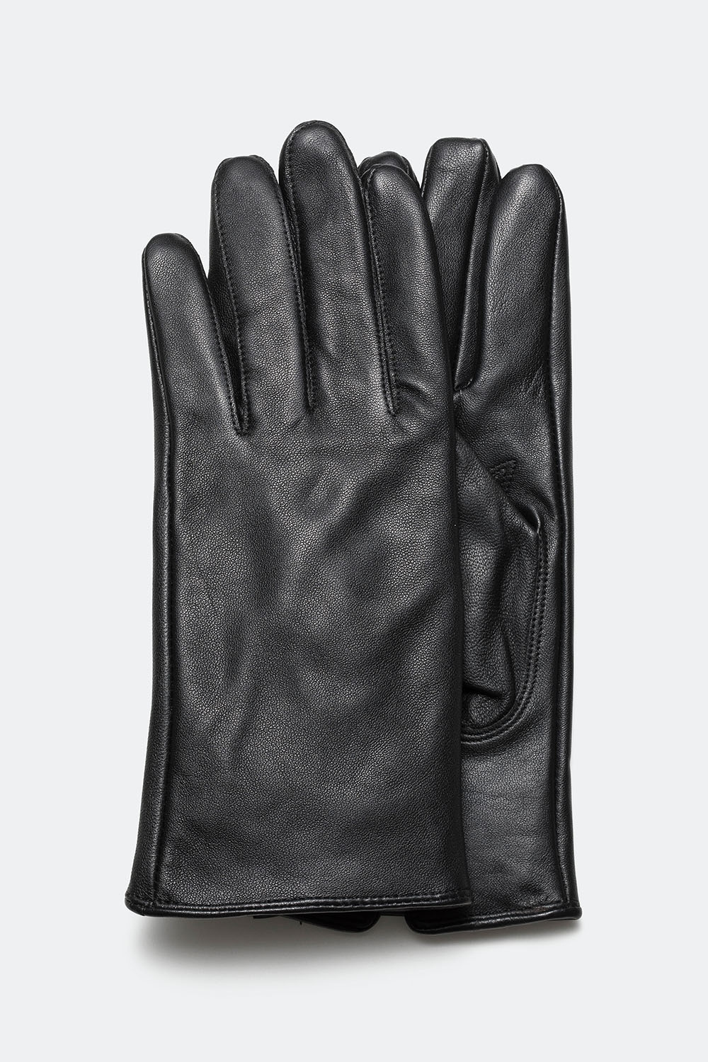 Sorte skindhandsker med bred pasform