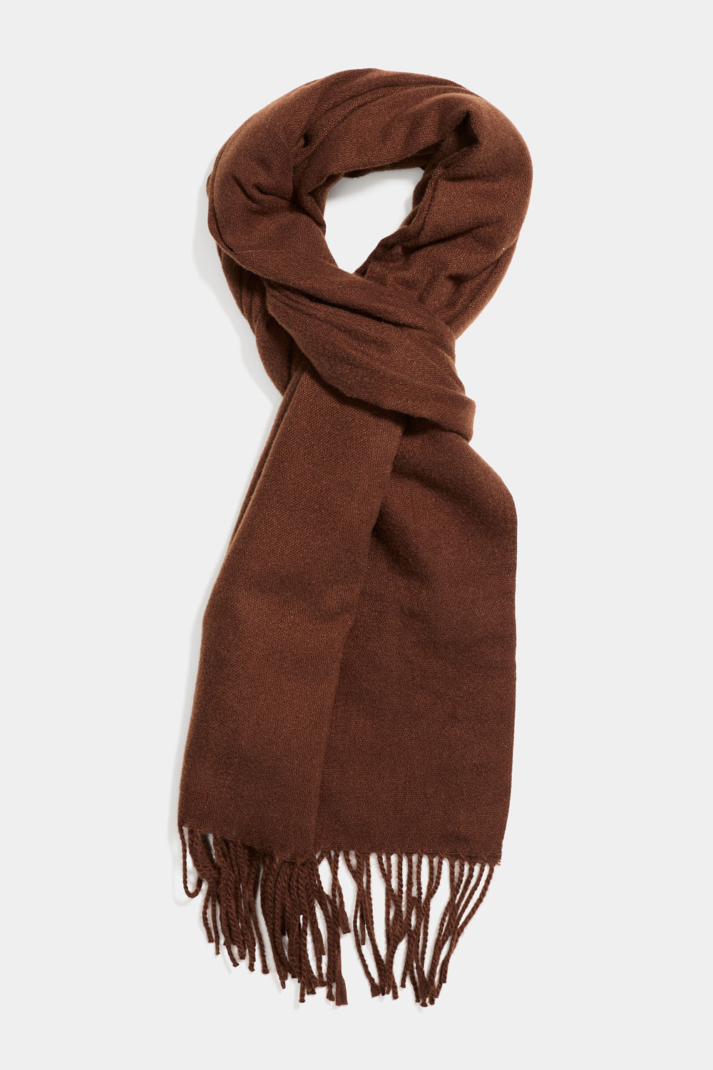 Brunt halstørklæde med frynser