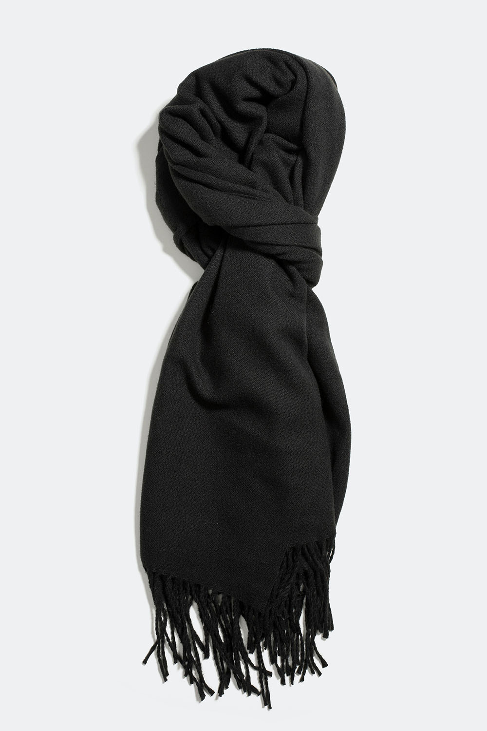 Sort halstørklæde med frynser