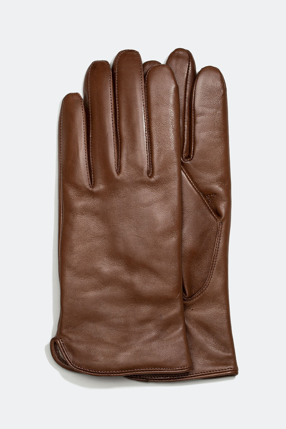 Brune skindhandsker med for i uldblanding