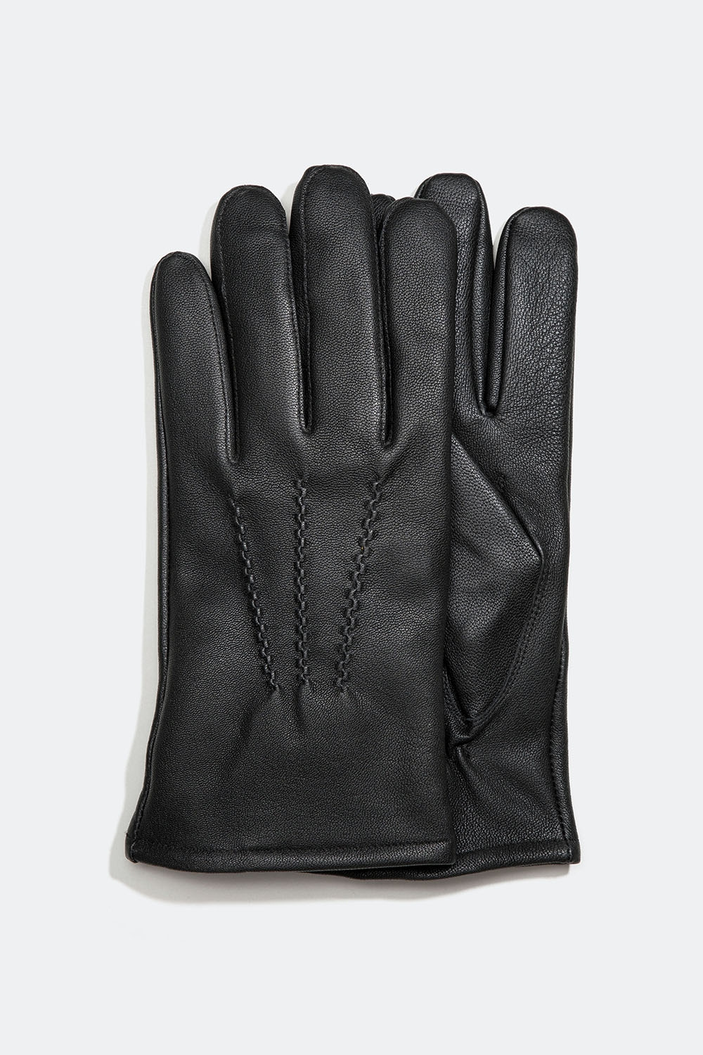 Sorte skindhandsker med dekorative syninger til herrer