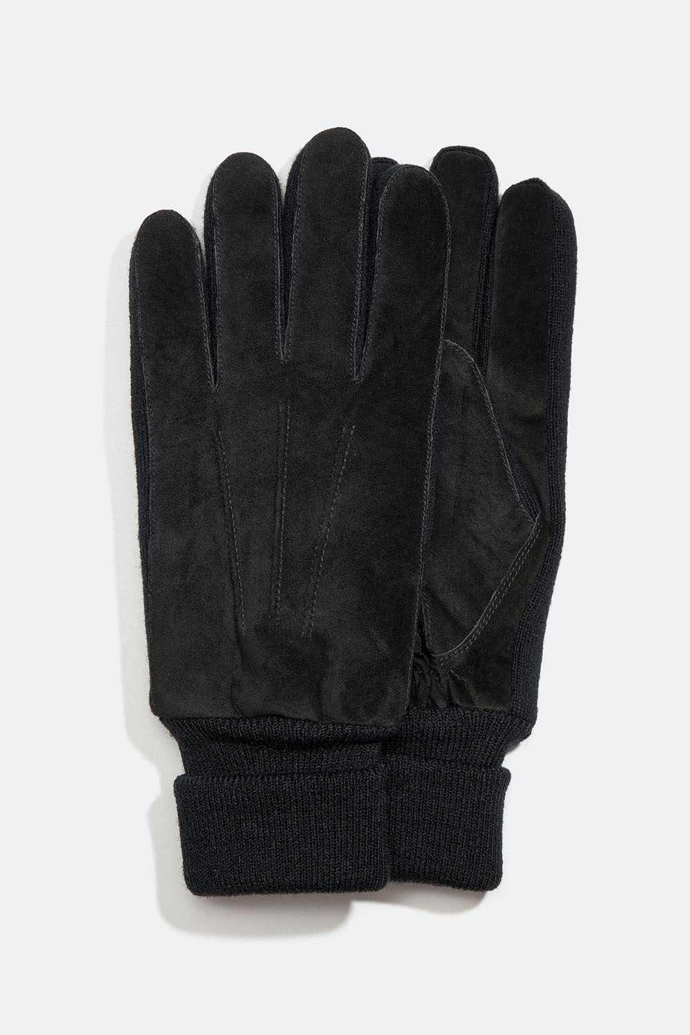 Sorte ruskindshandsker til herrer med elastisk manchet