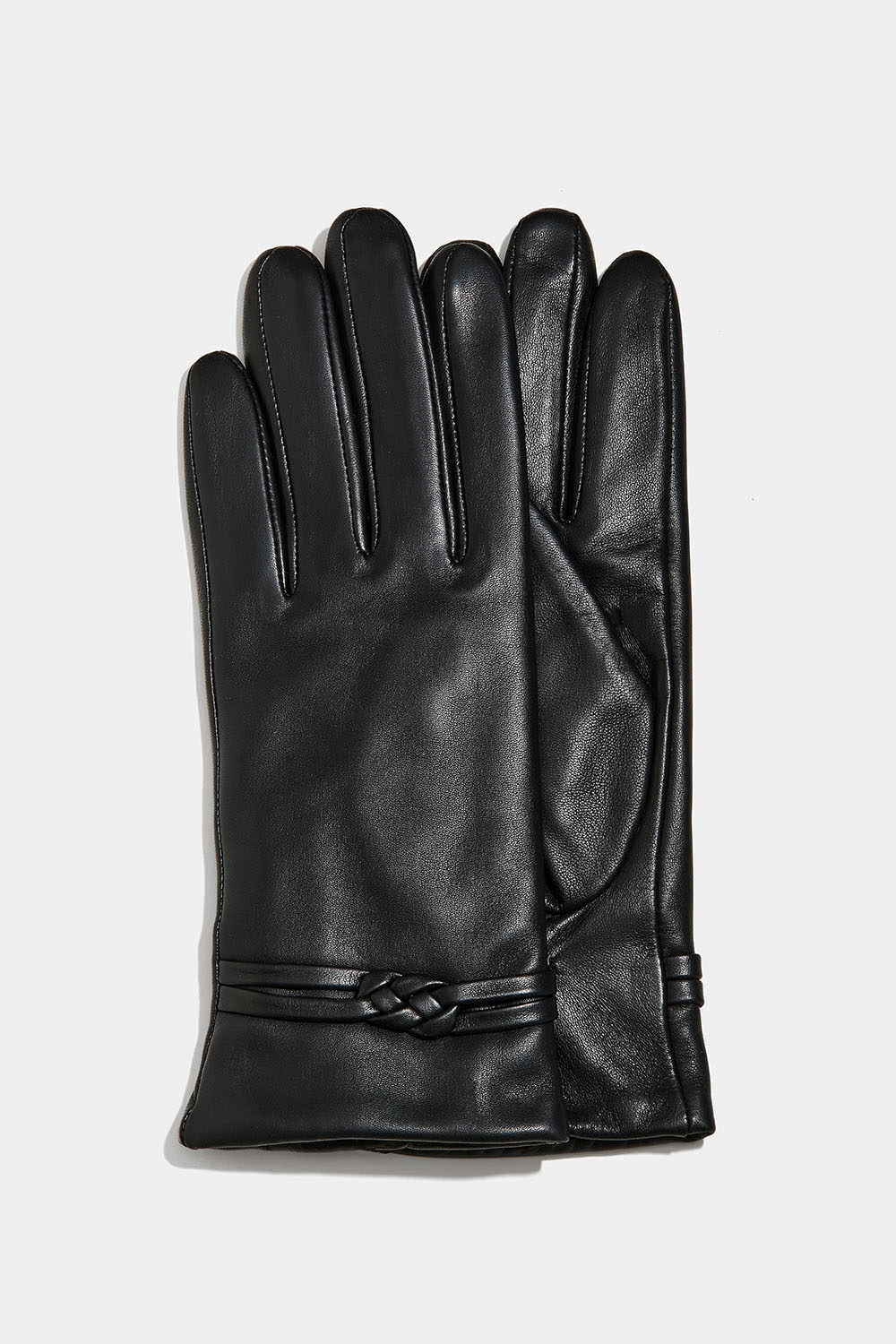 Læderhandsker med knudedetalje