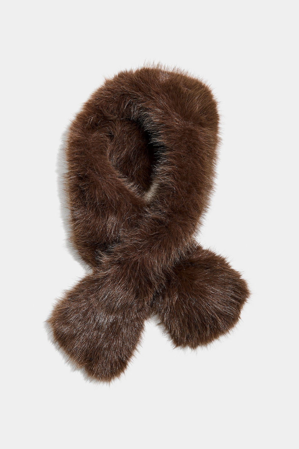 Brunt tørklæde i imiteret pels