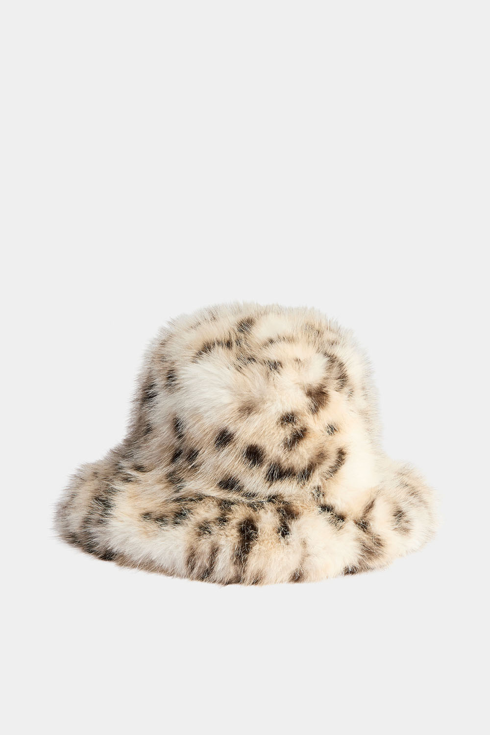 Hue med leopardprint og imiteret pels
