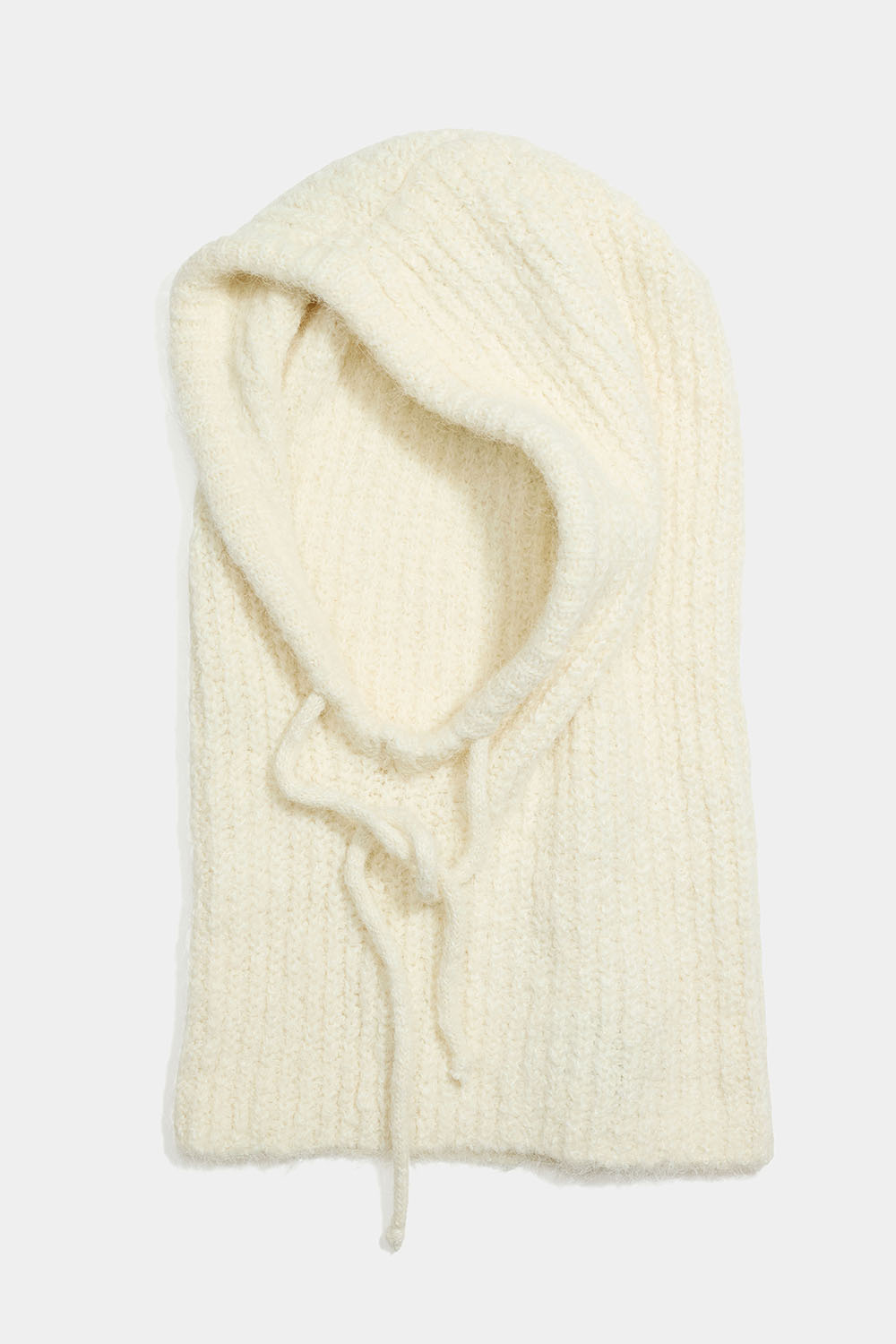 Hvid ribstrikket balaclava