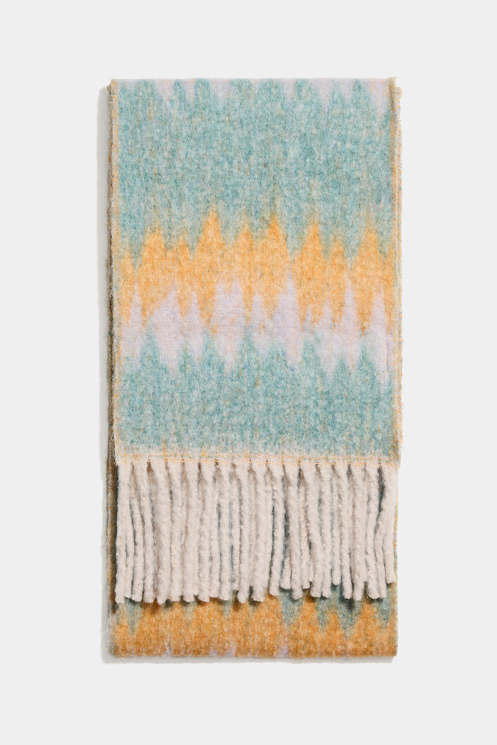 Tørklæde med zigzag-mønster i turkis og orange