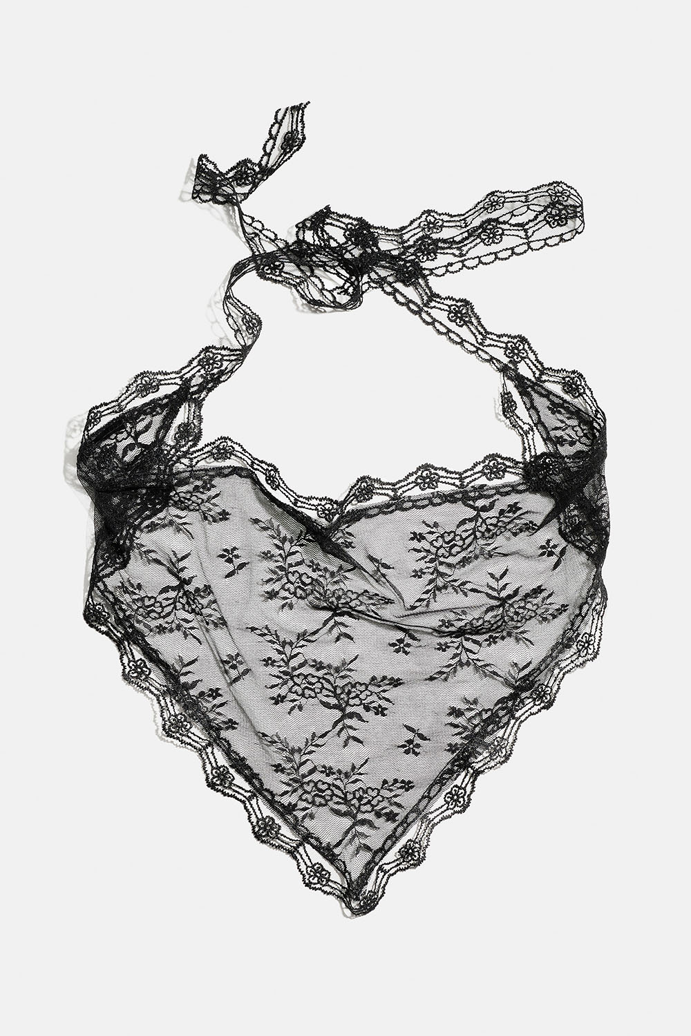 Sort tørklæde i blondestof