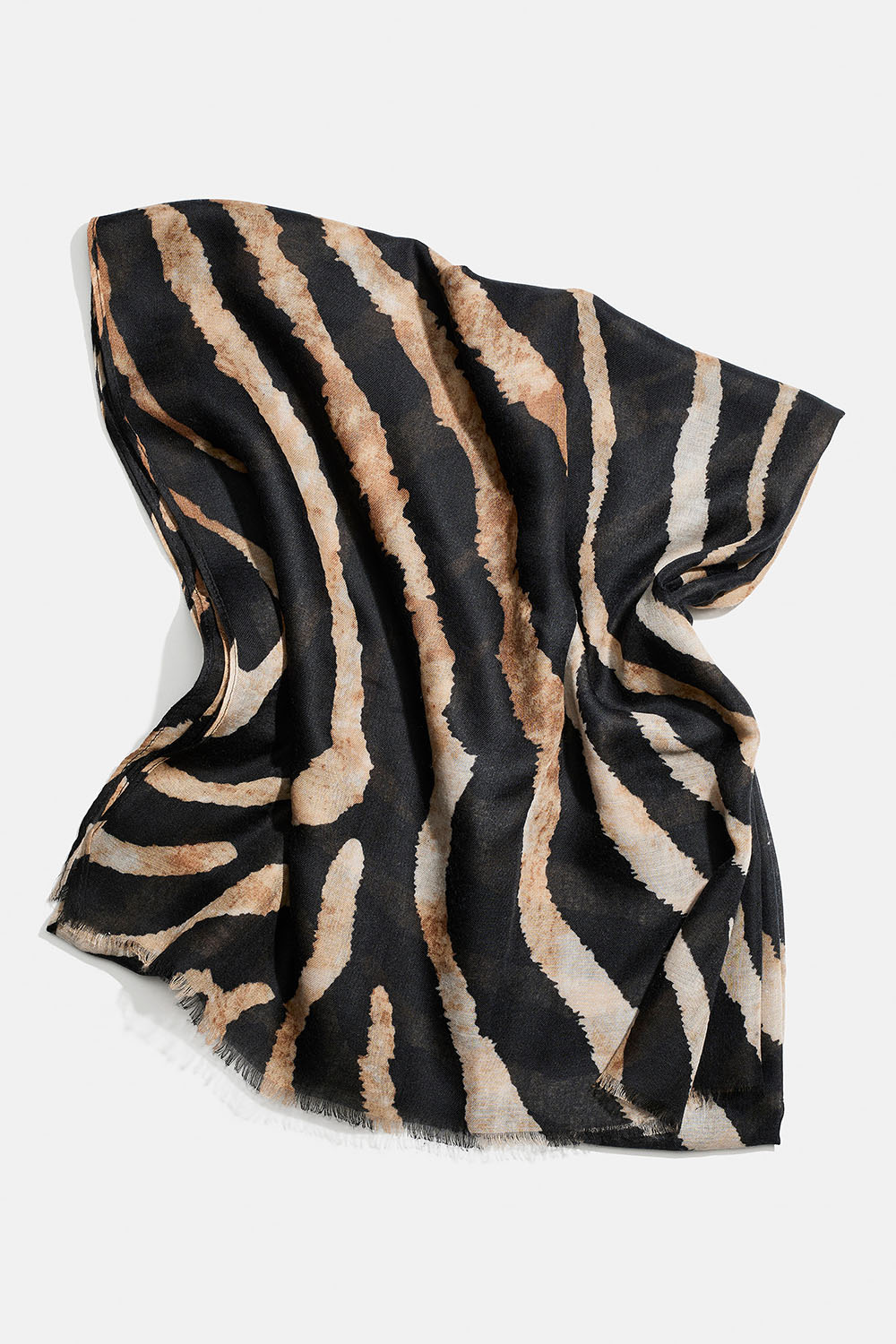 Tyndt tørklæde med brunt og sort zebramønster