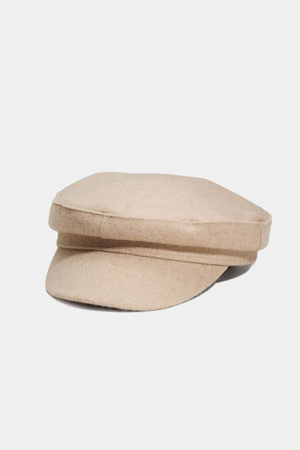 Beige baker boy hat i uldblanding