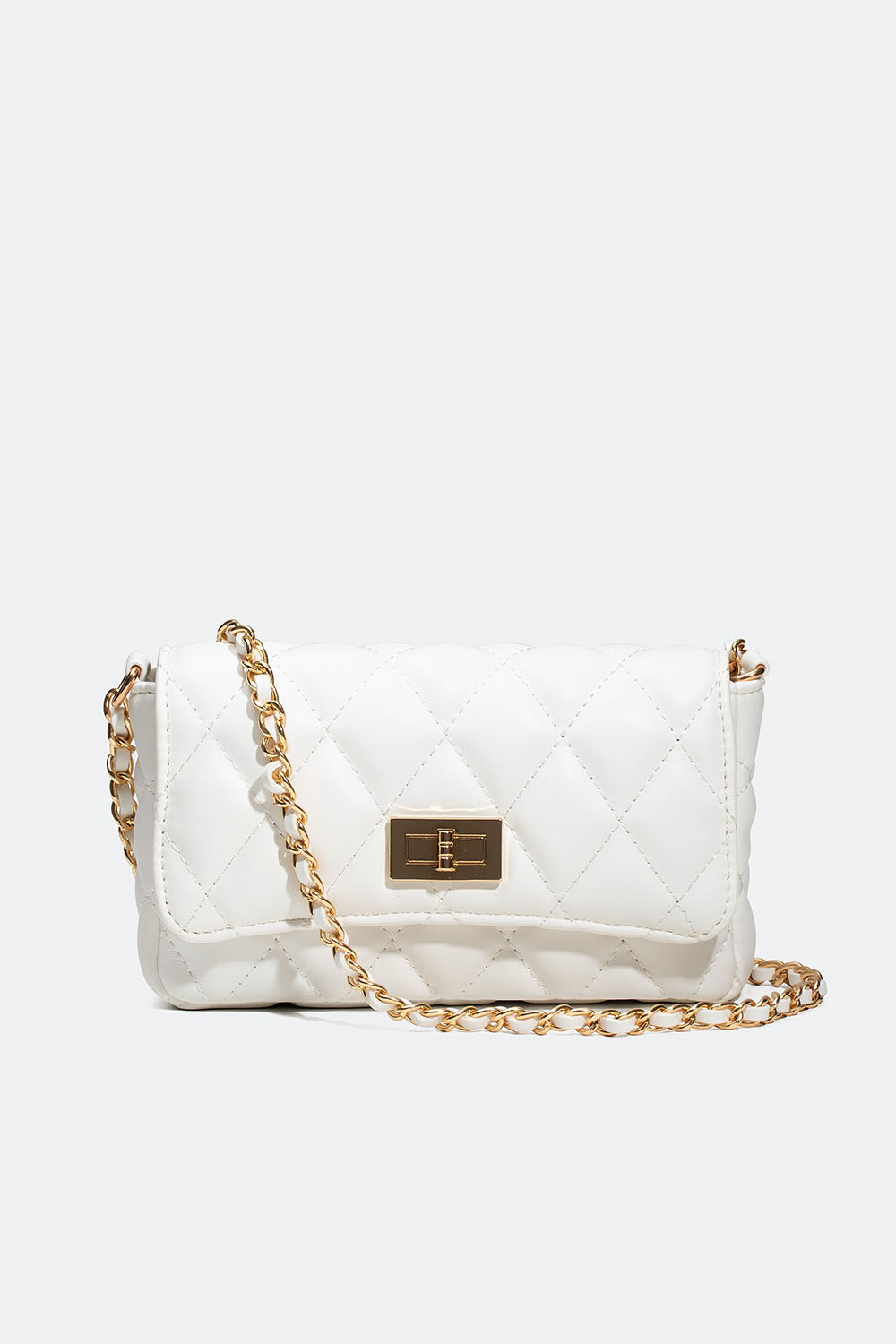 Hvid quiltet skuldertaske