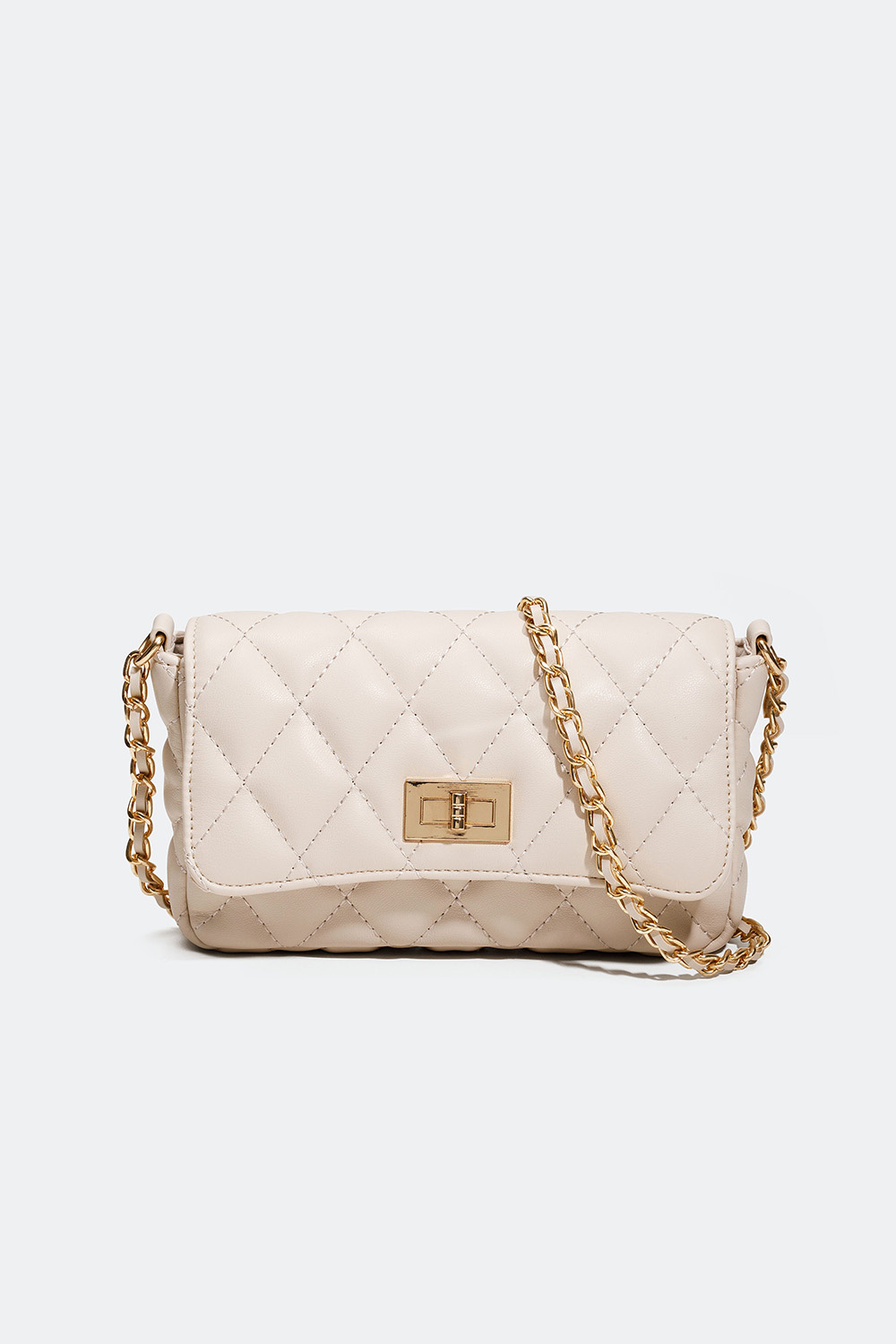 Beige, quiltet skuldertaske