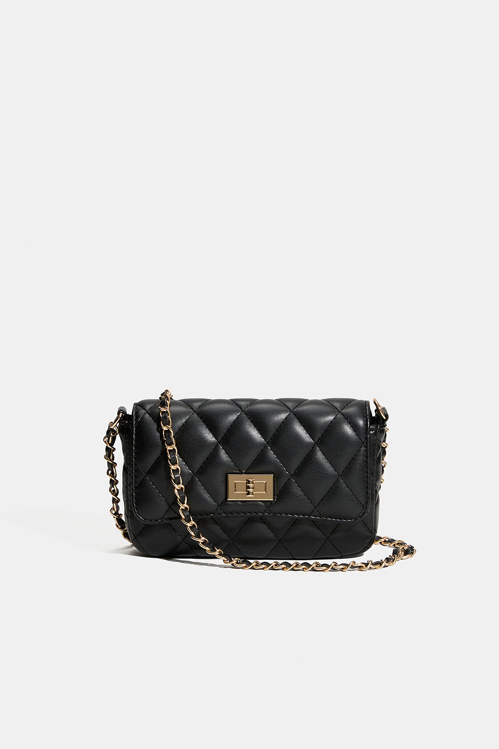 Sort, quiltet taske med skulderrem