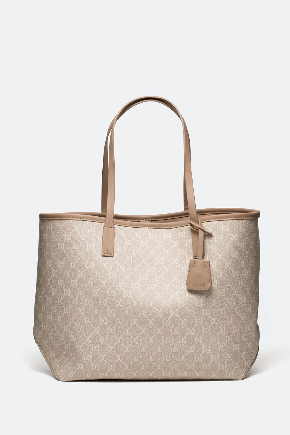 Lys beige mønstret tote bag