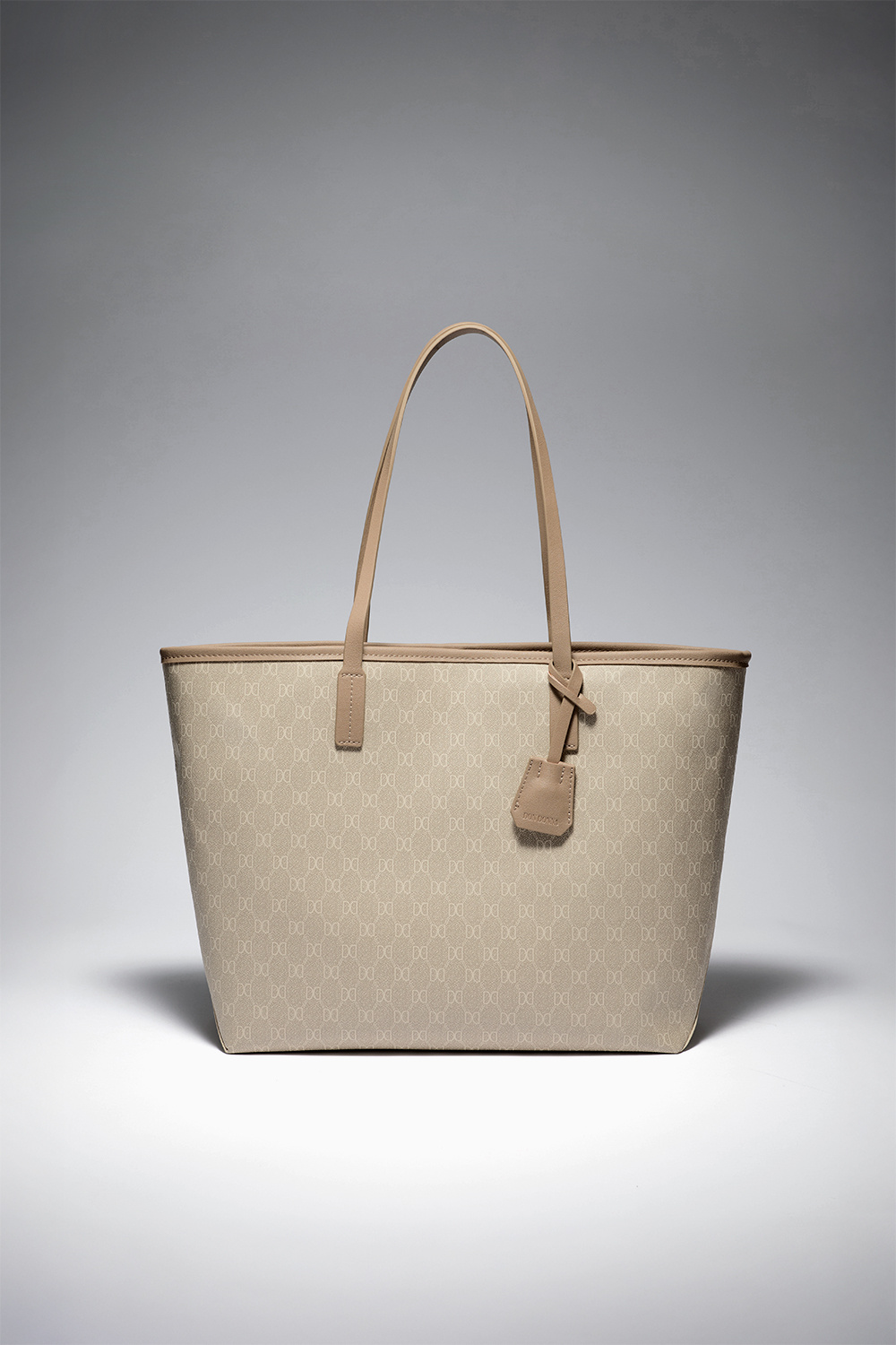 Lys beige mønstret tote bag