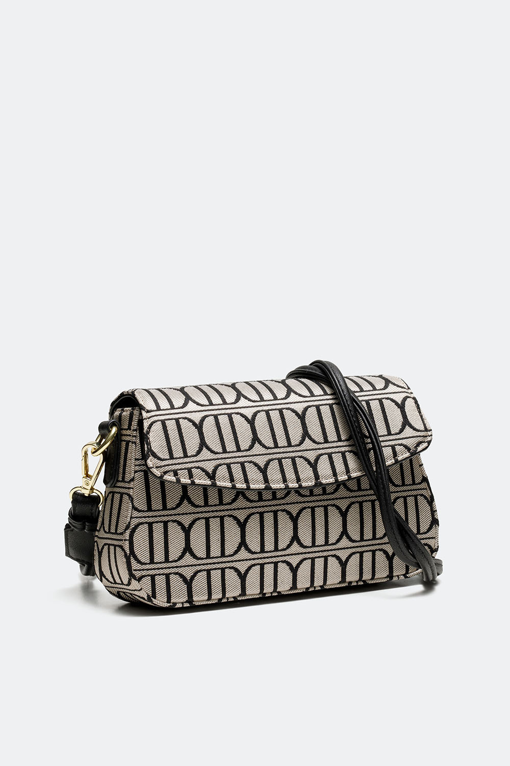 Beige jacquardvævet skuldertaske