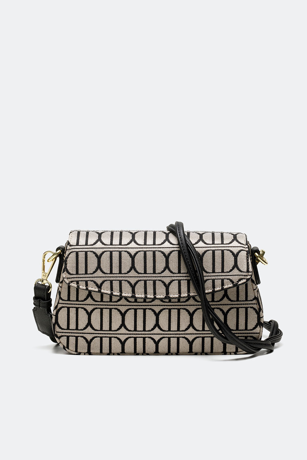 Beige jacquardvævet skuldertaske