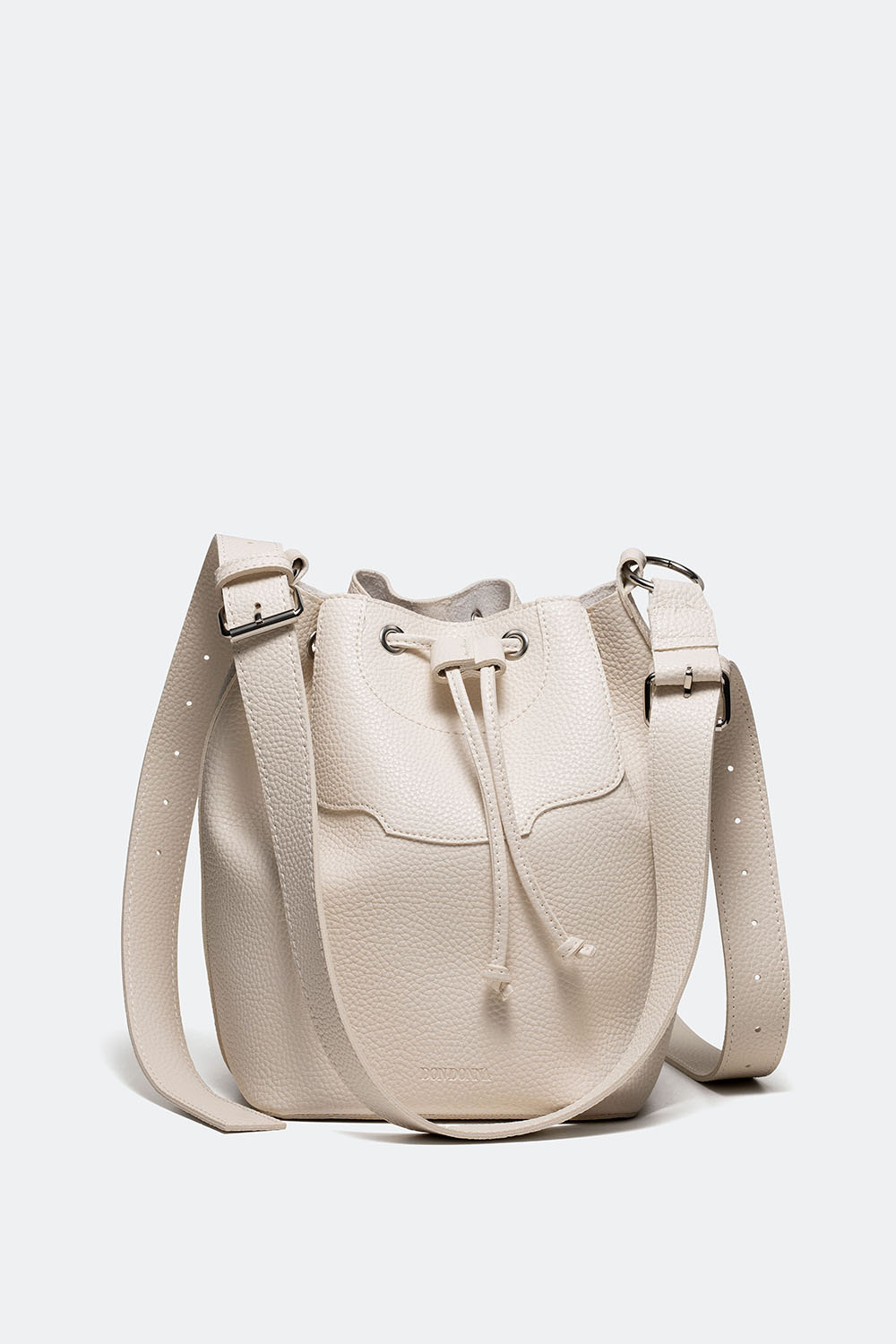 Hvid bucket-taske med justerbar skulderrem