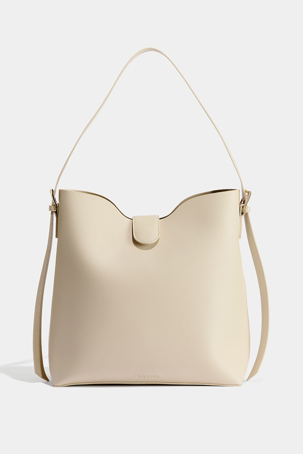 Stor råhvid taske med justerbar skulderrem