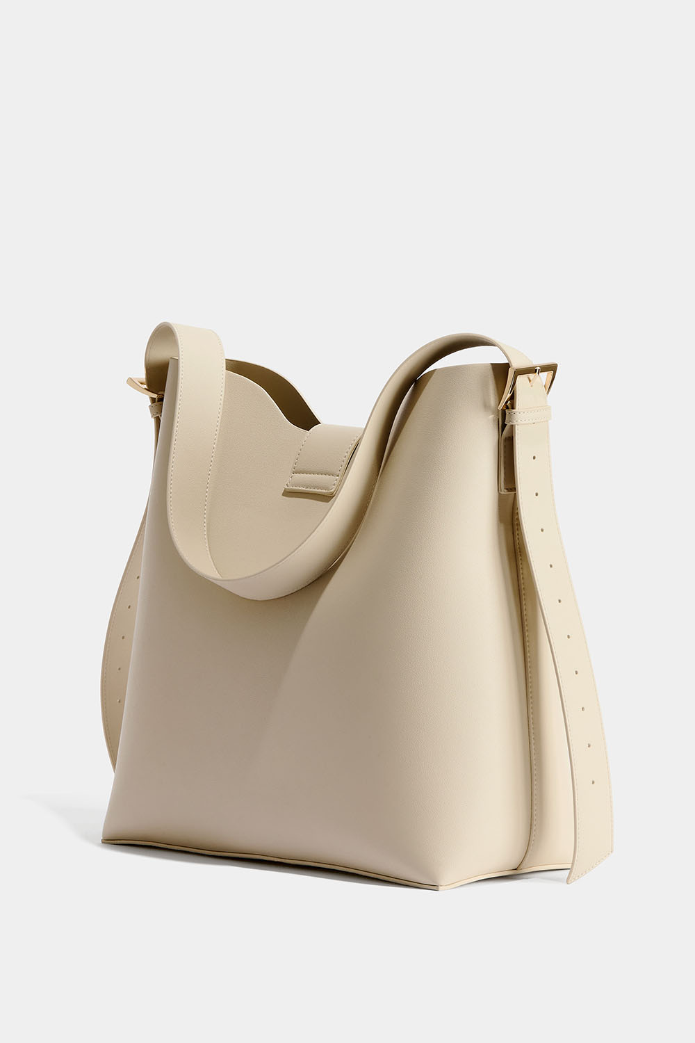 Stor råhvid taske med justerbar skulderrem