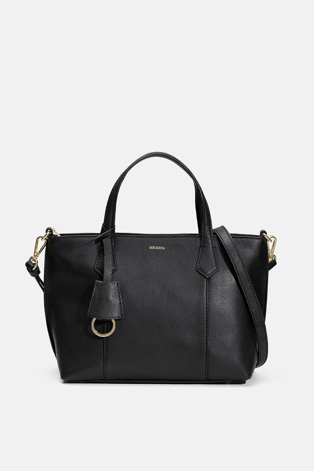 Lille sort totebag i læder