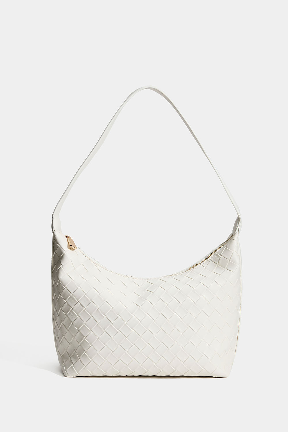 Hvid håndtaske med flettet tekstur