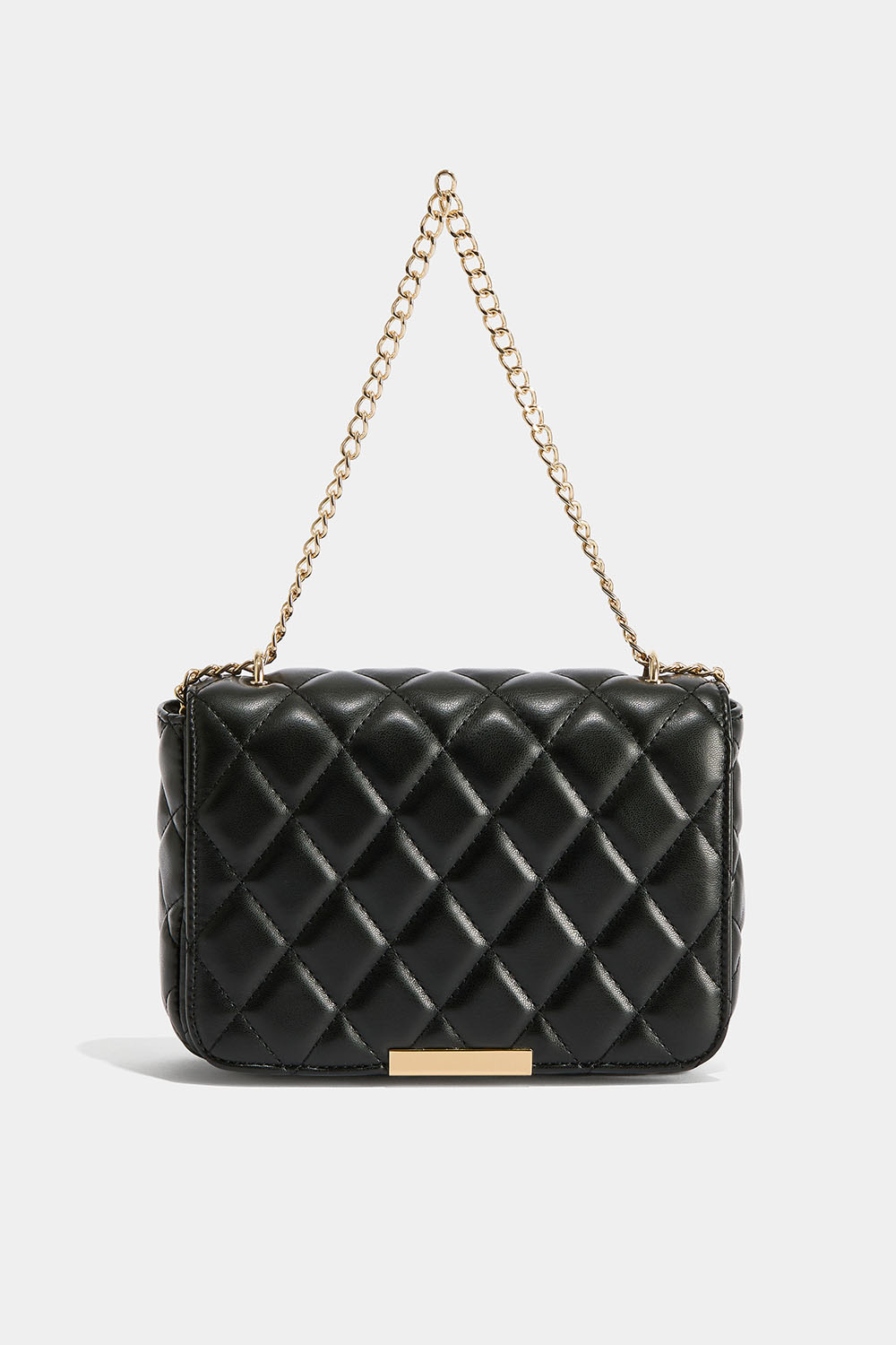 Firkantet quiltet taske i sort