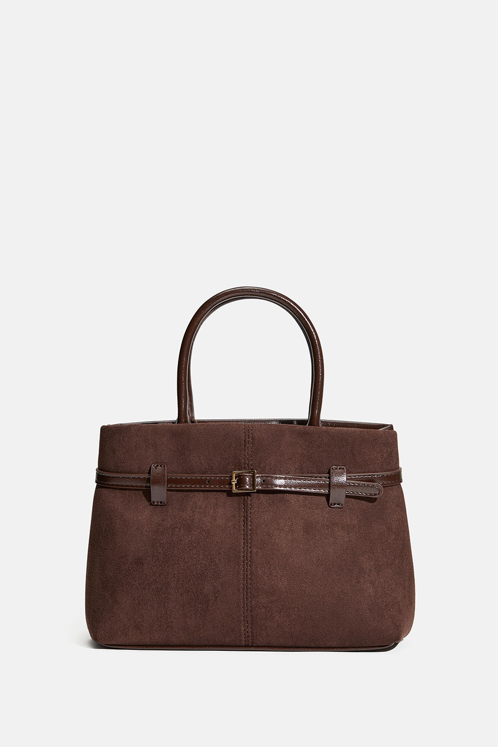 Lille, brun taske med bæltedetalje