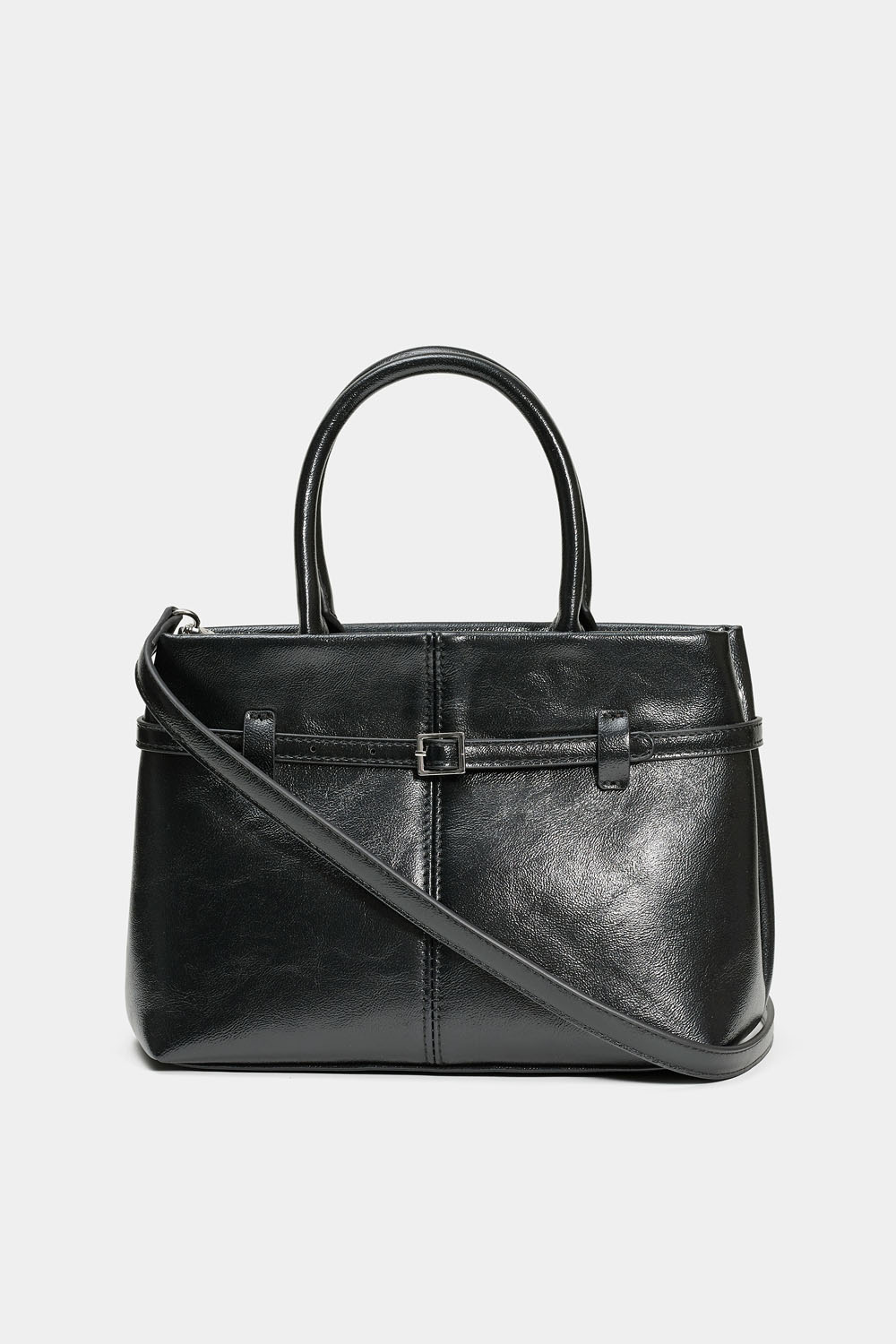 Lille, sort taske med bæltedetalje