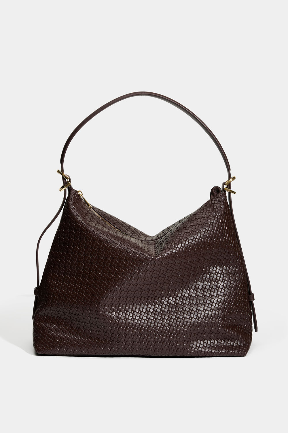 Brun hobo-taske med vævet struktur