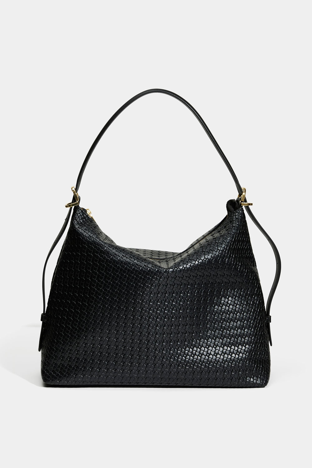 Sort hobo-taske med vævet struktur