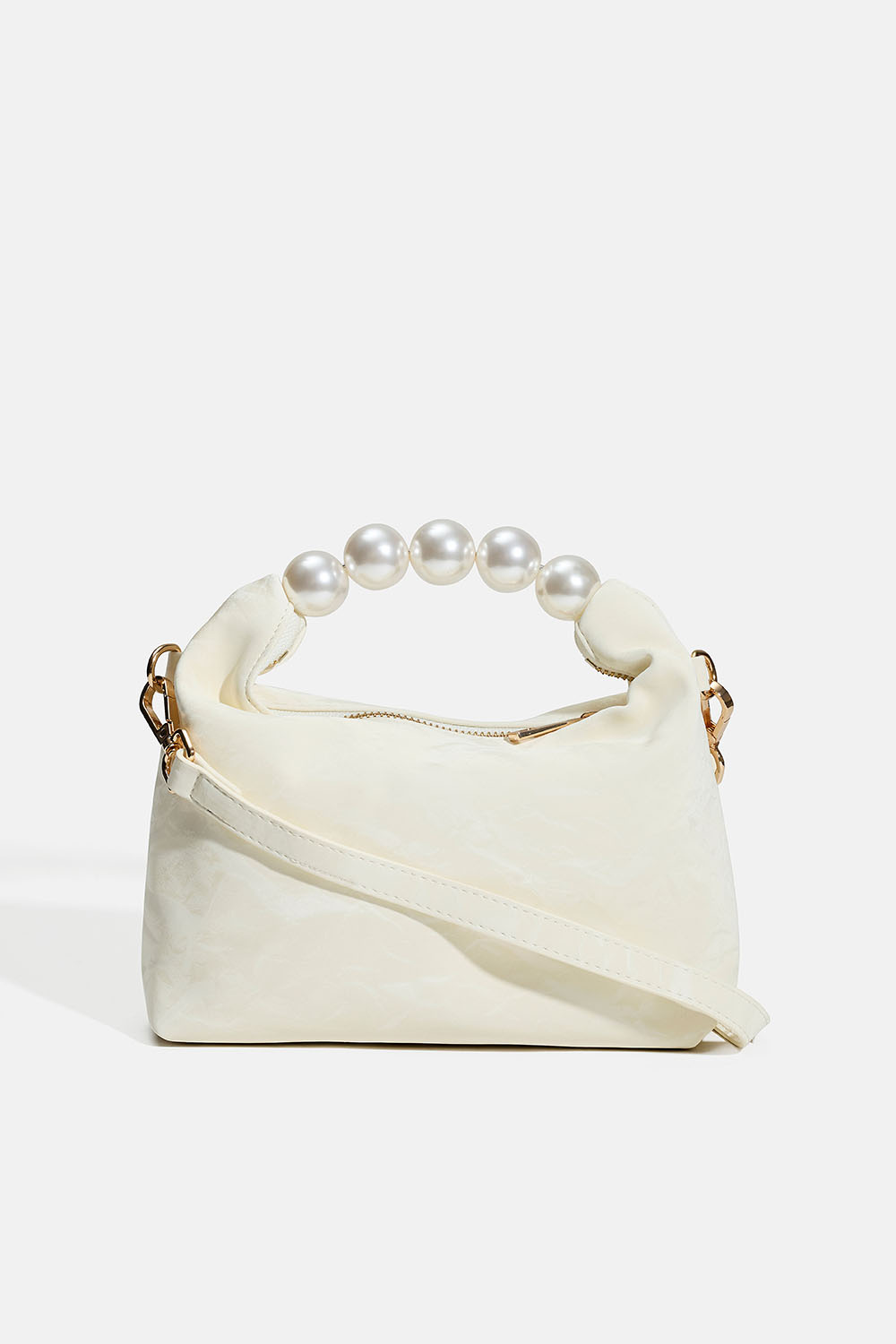 Lille hvid taske med perlehank