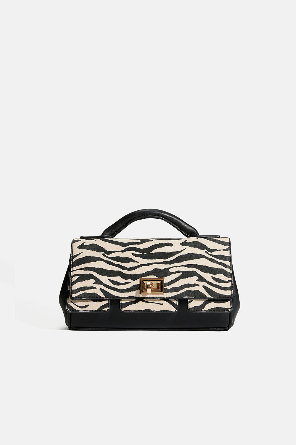 Lille sort taske med zebraprint og skulderrem