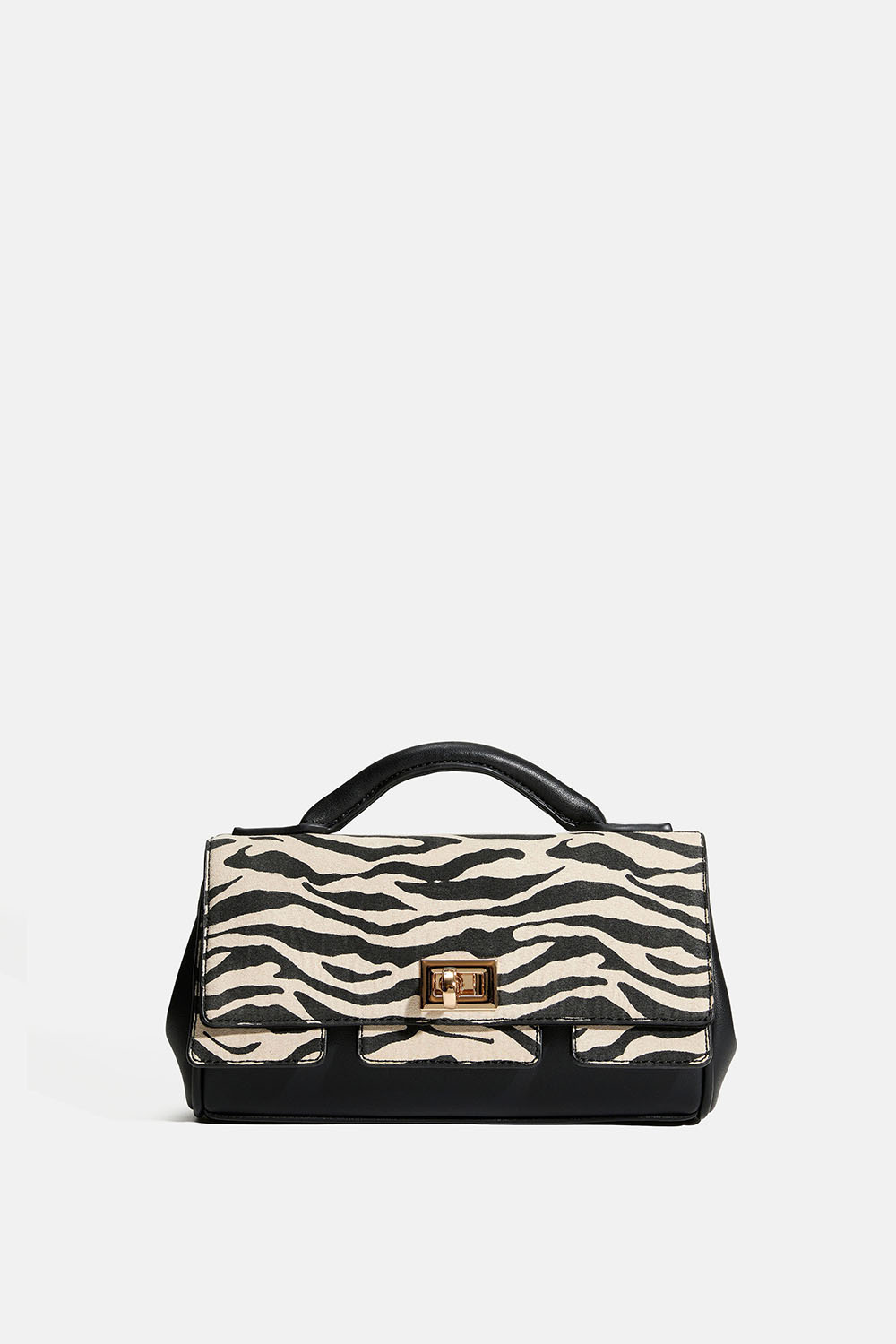 Lille sort taske med zebraprint og skulderrem